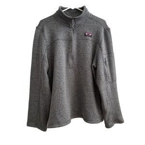 Simply Southern Womens Gray Marled Half Zip Fleece Pullover Sweater Large